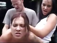 Brutal Catfight video 'Cheating brunette spanked and force fucked from behind'